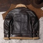 Men   s Brown Sheep Leather Shearling Fur Jacket Aviator Biker Flight Winter Coat