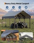12x13 Ft Metal Carport Reinforced Frame And Steel Roof For All-weather For Cars