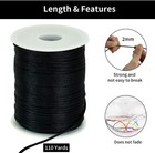 Toniful 2mm X 110 Yards Black Nylon Cord Satin String For Bracelet 2mm  