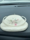 White Beaded Floral Evening Bag Mirror Included Pre Owned