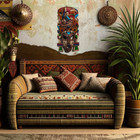 Handcrafted Carved Mask - Aztec Art For Wood Wall Decor 16-inch