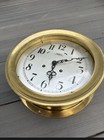 Vintage Wuersch Fall River Mass  Solid Brass Ship s Bell Porthole Clock  Works