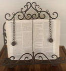 Ornate Cast Metal Cookbook Book Bible Stand Recipe Holder Stand Both Weights