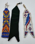 Antique Vintage Lot 3 Native American Seed Beaded Watch Fobs 1939 Birds El Reno
