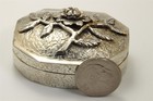 Vintage Sterling Silver Signed Large Handmade Flower Snuff Box 84 2g