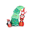 6 Ft Christmas Tree With Elf And Santa Claus Lighted Christmas Inflatable Decora