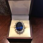 5 50 Ct Oval Natural Sapphire   Diamond Engagement Ring 14k White Gold Size 7