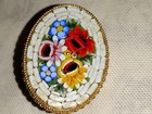 Beautiful Vintage Italian Micro Mosaic Flower Floral Brooch Pin