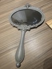 Vintage Style Ornate Handheld Vanity Mirror Ft Floral Silver Tone Metal Frame