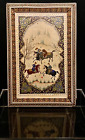 Antique Middle East Persian Qajar Miniature Hand Painting  Khatam Framed- Rare