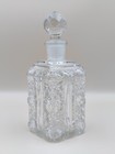 Vintage Pressed Glass Perfume Bottle Decanter With Ground Stopper