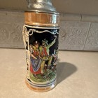 German Made In Germany Lidded Beer Stein W  Metal Lid Breweriana Marked 2452