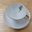 Vintage Disneyland Teacup Saucer Set Tinker Bell Castle Gold Trim Mid-century