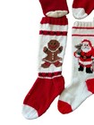 Vtg 6   Hand Knit Christmas Stocking Santa Mrs Clause Rudolf Gingerbread Snowman