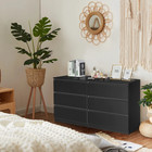 Modern White 6 Drawer Dresser Bedroom Black Finish