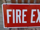 Vintage Fire Exit Porcelain Sign Industrial Oil Field Gas Can Station 18  X 9 