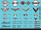 1 24  corvette  Assorted Emblems Decal Scr-124-0884