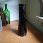 1880s Blackglass Hand Blown Tapered Truffle Bottle Dark Olive Amber Glass