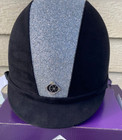 Black W silver Sparkle Center Charles Owens Riding Safety Helmet Made In Britain