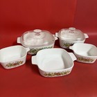 Corning Ware Spice Of Life 7 Piece Set 5 Dishes 2 Glass Lids Vintage Usa
