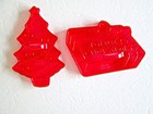 Vintage Red Translucent Hanging Cookie Cutters Christmas 7 Pc Lot Hong Kong