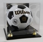 Deluxe Volleyball Display Case W  Mirror   Gold Risers