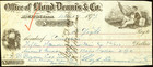 Tx  1 509 Houston Texas The Office Of Lloyd Dennis   Co Dec  1877 Merchant Check