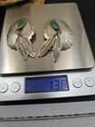 Vintage Navajo Sterling Silver Concho Feather Earrings 