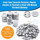 300 Pcs 1 Inch Blank Button Making Supplies Round Badge Button Parts Pin Kit