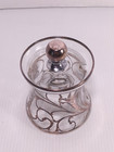 Antique Sterling Silver Overlay Clear Glass Mustard Pot Jam Jar 4 5  Tall