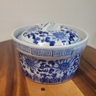 Blue And White Chinese Porcelain 3 5  Rice Jar With Lid Chinoiserie Floral