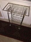 Vintage Mcm Hollywood Regency Mid-century Bamboo Metal Bar Cart Serving Rolling