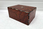 Victorian Amboyna Sewing Box  Antique With Mother Of Pearl Inlay  28cm  Damaged
