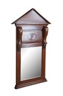 American Classical Empire Style Over Mantel Mahogany Trident Pediment Mirror 49 