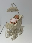 Vintage Miniature Metal Baby Doll Buggy 9 5    Tall Carriage  W  Antique Baby Doll