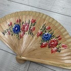 Set Of 2 Wood Spanish Flamenco Vintage Wooden Folding Hand Fan Both Side Painted