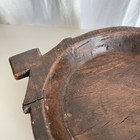 Vtg Wood Dough Bowl Rustic Hand Carved Primitive Wooden Handled Trough Knead 17   