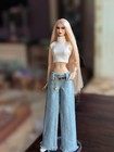 Handmade Light Blue Denim Suit integrity Toys fashion Royalty Doll Clothes  J