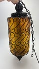 Mcm Crackle Amber Hanging Chain Swag Lamp 1960s-70s Hollywood Regency