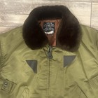 Vtg Men Avirex Flyer s B-15 Bomber Military Flight Fur Collar Green Jacket L
