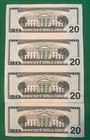 Uncirculated Twenty Dollar Bills Series 2017a  20 Sequential Notes Lot Of 4