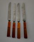 4 Vtg Two-toned Butterscotch Bakelite Knives Cutlery