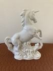 Vintage Japan Otagiri Rearing White Porcelain Unicorn On Waves Figurine