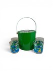 Vintage Shelton Ware Ice Bucket Set Green 4 Sailboat Plastic Tumblers Nautical