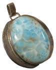 Turquoise Larimar Stone- Stamped 925 S  Silver Pendant From Dominican Republic    
