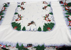 Vintage Ice-skating Snowmen Christmas Holiday Tablecloth 80  X 57 