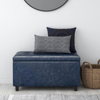 Denim Blue Tufted Storage Ottoman Bench With Lift-up Lid - 34 Inch Wide
