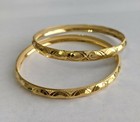 Vintage 22k Gold Plated Indian Bangle Set Retro Design  2pcs 