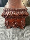 Vintage Ornate Hand-carved Wood Tea Caddy Chest