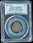 1857 Flying Eagle Cent Pcgs Genuine Fs-402 Rare Seated Liberty 50c Die Clash